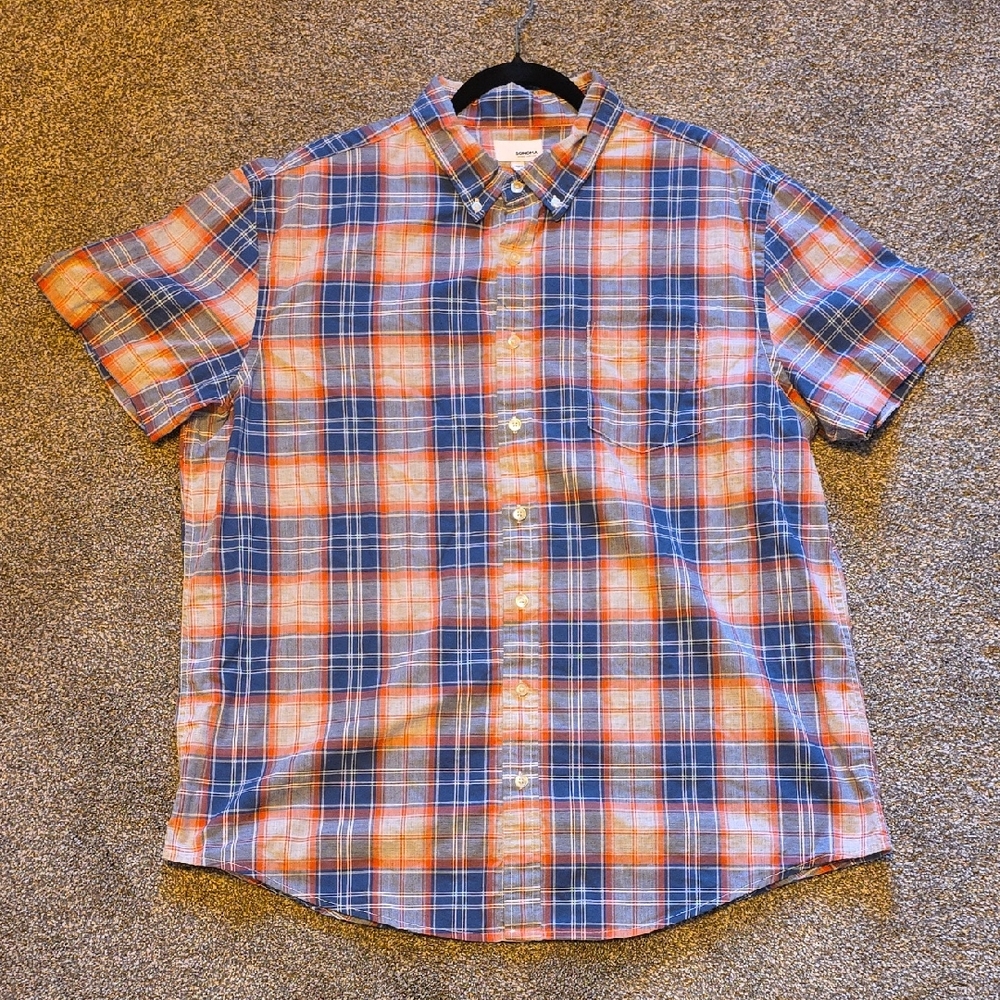 Sonoma Men's Blue and Orange Plaid Button Down Shirt